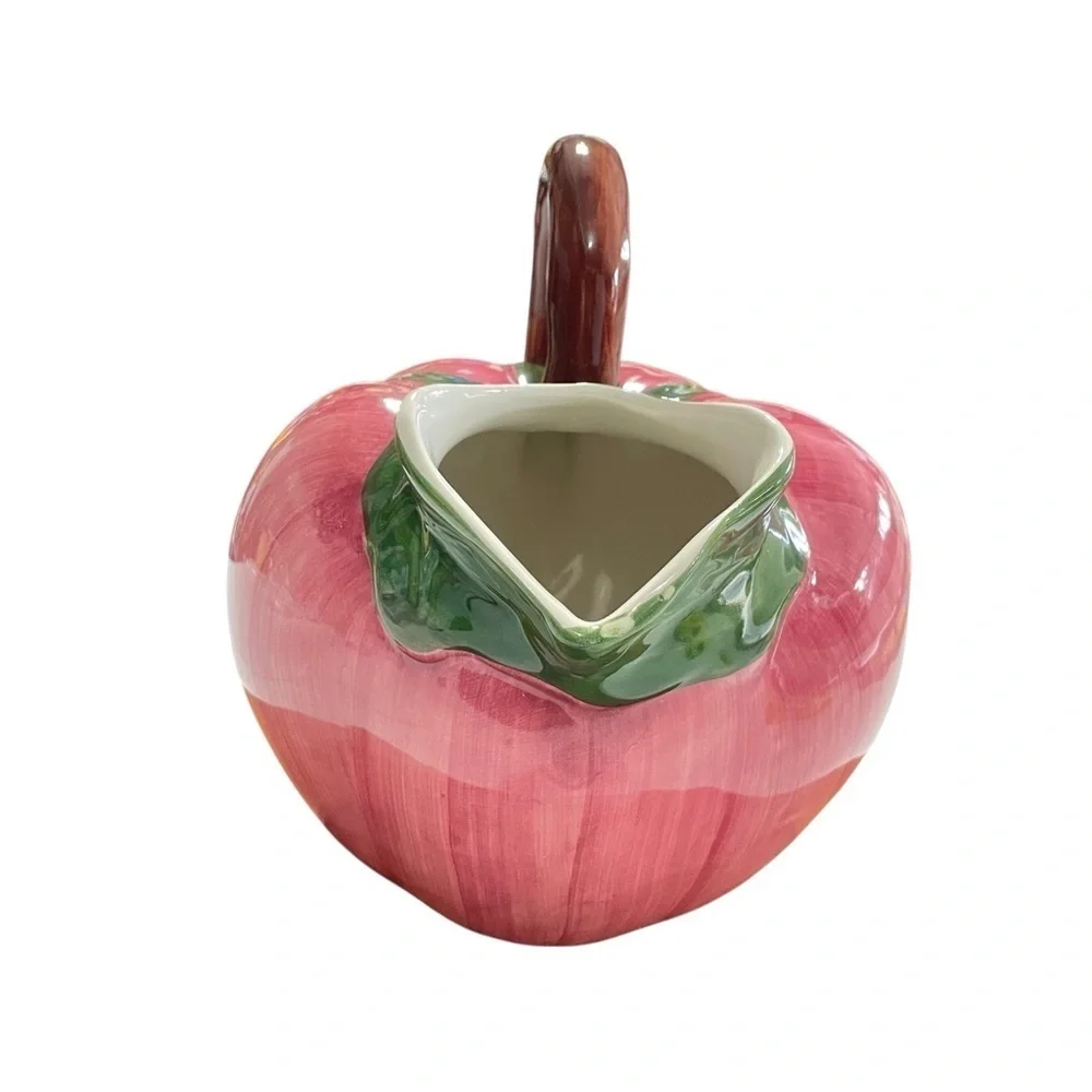 Vintage Majolica Style Hand Painted Tomato Pitcher Jug Made In Portugal Farm EUC